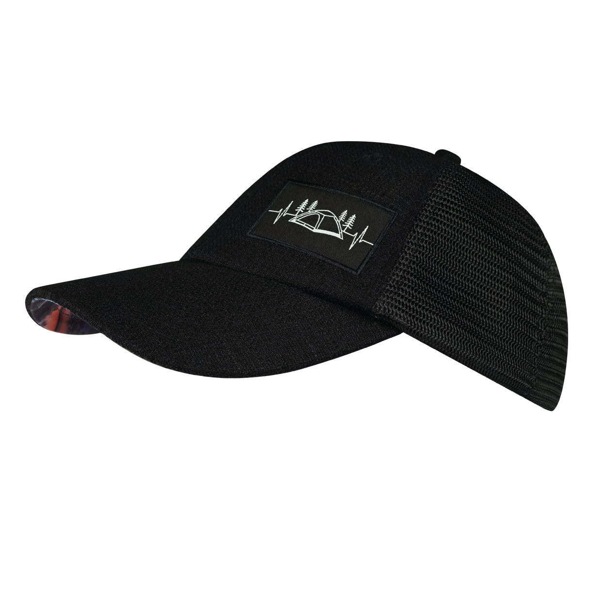 Camping - 6 Panel - Shallow Fit - Unstructured - Black Hemp / Black - Soft Trucker Mesh (Unisex)