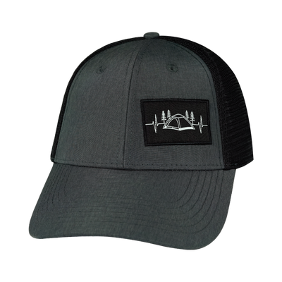 Camping - 6 Panel - Shallow Fit - Slate Gray / Black - Soft Trucker Mesh (Unisex)