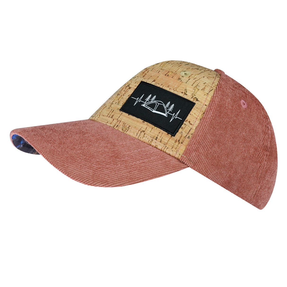 Camping - 6 Panel - Shallow Fit - Cork - Corduroy - Peach - Fabric Back (Unisex)