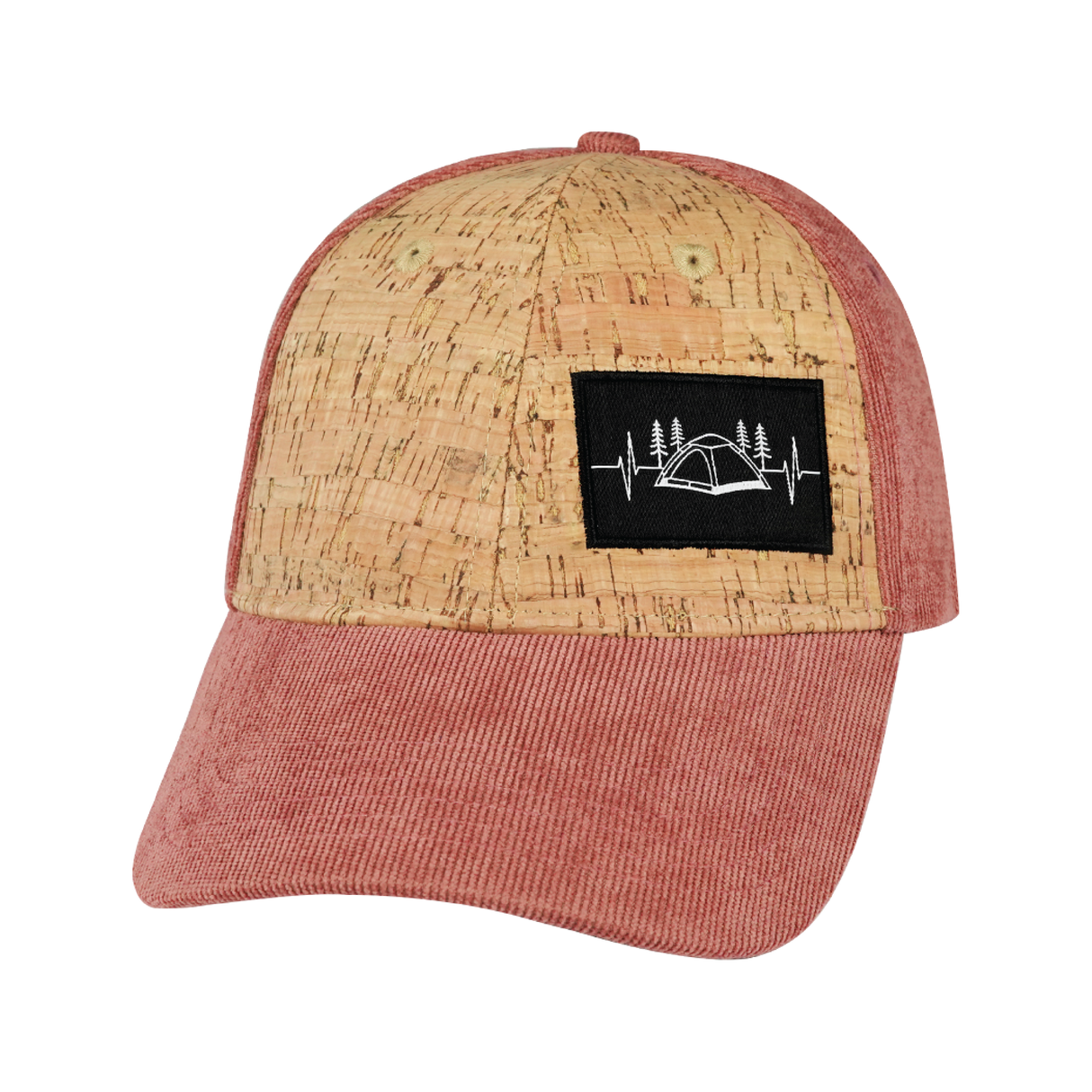 Camping - 6 Panel - Shallow Fit - Cork - Corduroy - Peach - Fabric Back (Unisex)