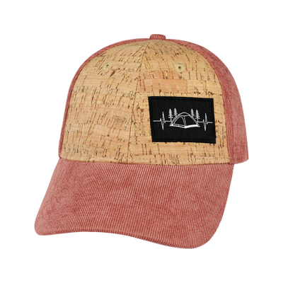 Camping - 6 Panel - Shallow Fit - Cork - Corduroy - Peach - Fabric Back (Unisex)