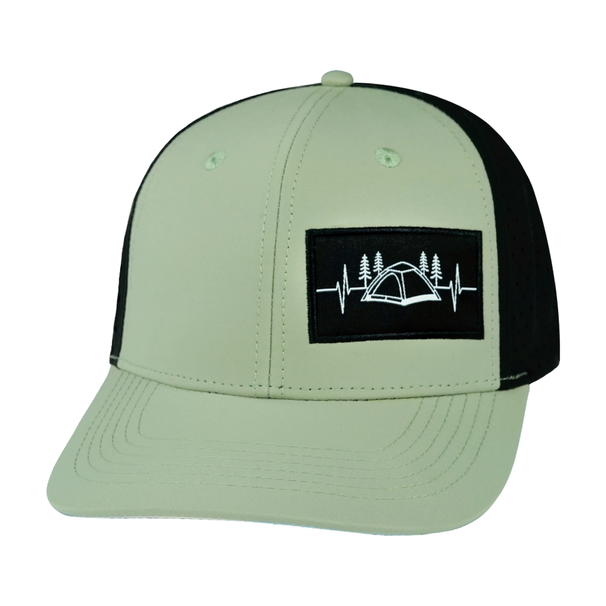 Camping - 6 Panel - Sage / Black - Laser Mesh (Unisex)