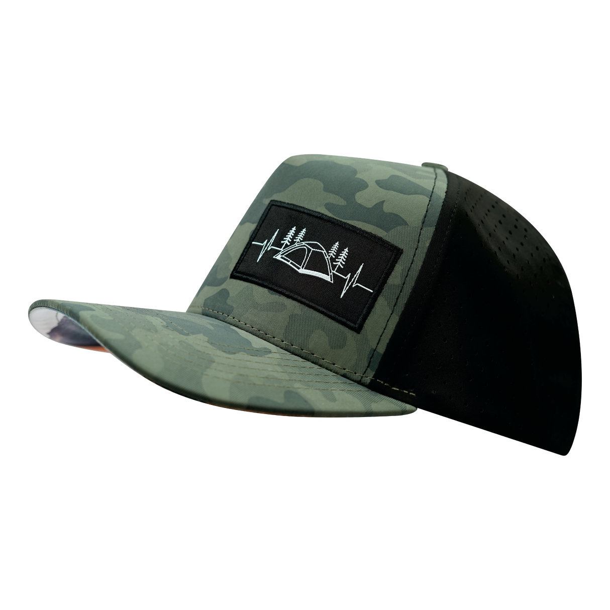Camping - 5 Panel - Structured - Teal Camo / Black - Laser Mesh (Unisex)