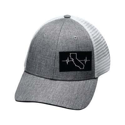California - 6 Panel - Shallow Fit - Heather Gray / White - Trucker Mesh (Unisex)