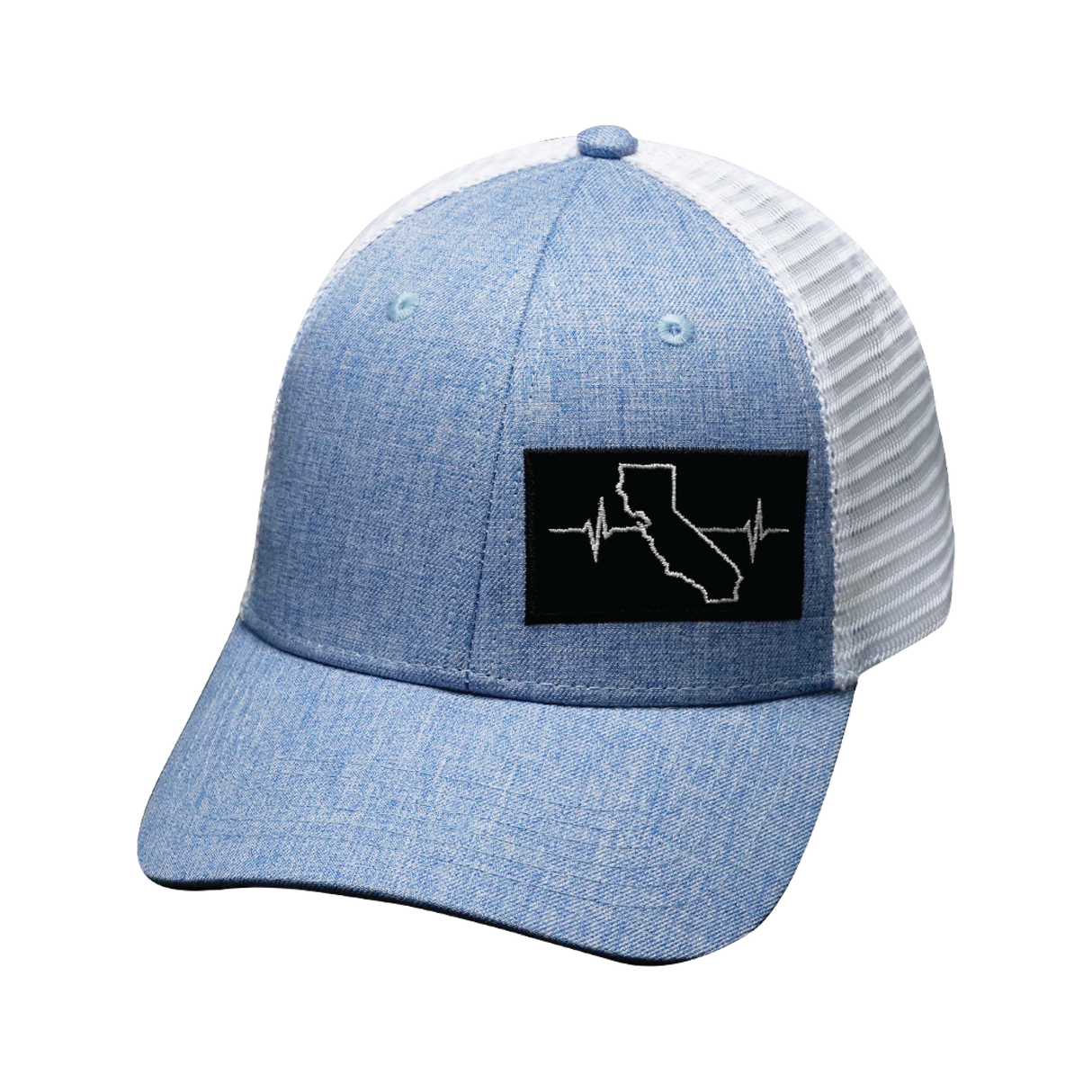 California - 6 Panel - Shallow Fit - Blue / White - Trucker Mesh (Unisex)