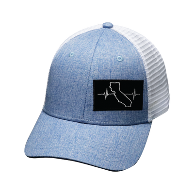 California - 6 Panel - Shallow Fit - Blue / White - Trucker Mesh (Unisex)