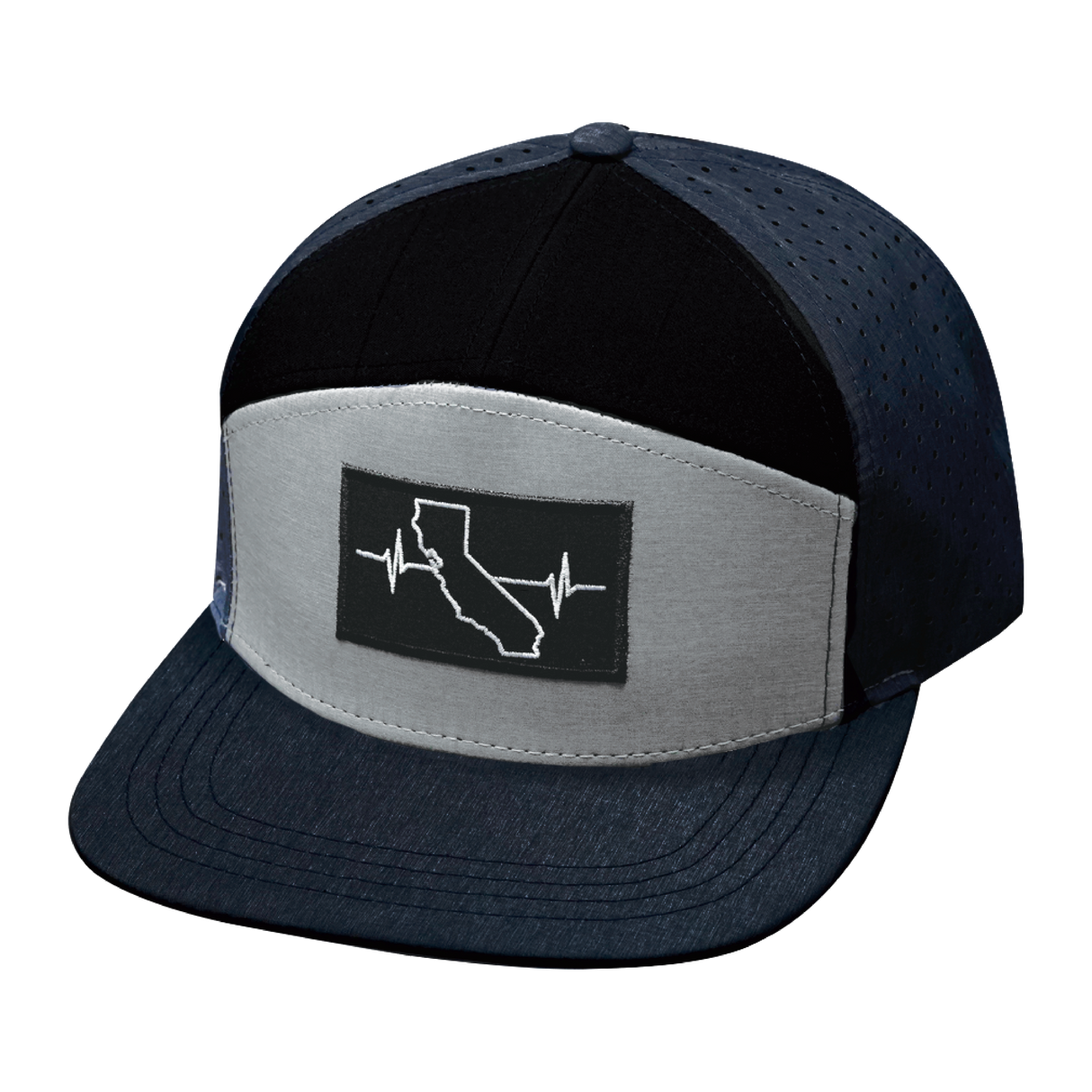 California - 7 Panel - Navy / Gray / Black - Laser Mesh (Unisex)