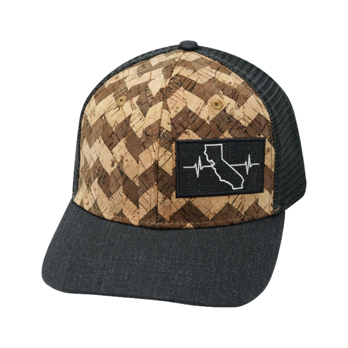 California - 6 Panel - Cork - Charcoal Gray - Trucker Mesh (Unisex)