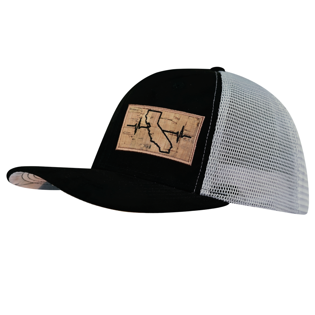 California - 6 Panel - Suede - Black / Gray - Trucker Mesh (Unisex)