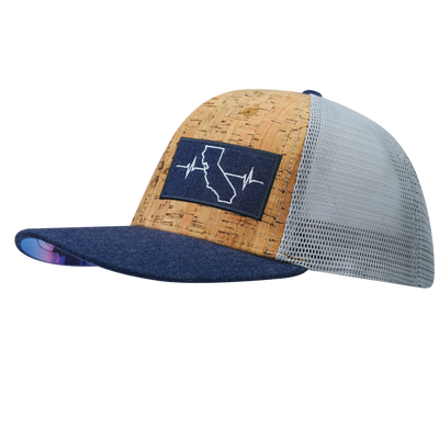 California - 6 Panel - Cork - Navy / Gray - Trucker Mesh (Unisex)