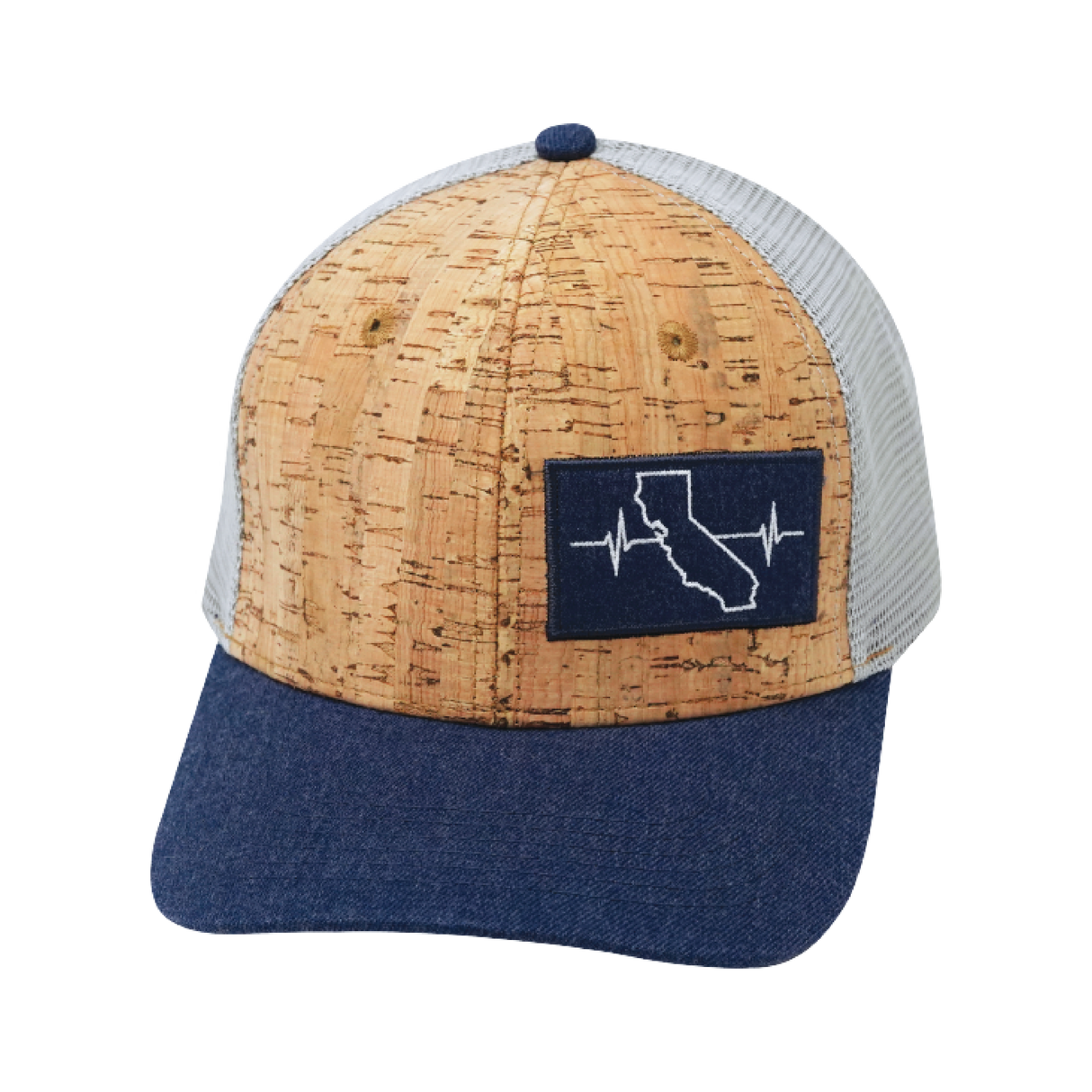 California - 6 Panel - Cork - Navy / Gray - Trucker Mesh (Unisex)