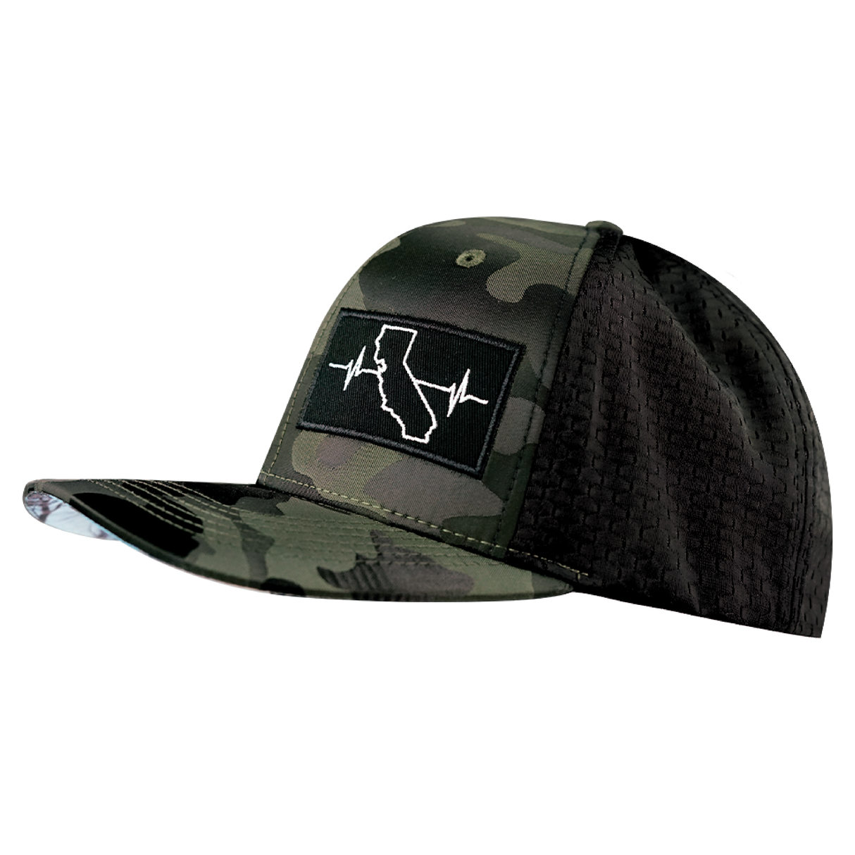 California - 6 Panel - Green Camo / Black - Jersey Mesh (Unisex)
