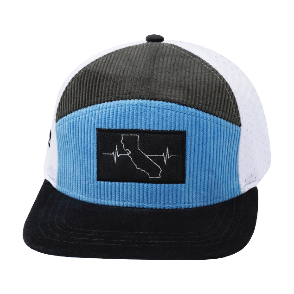 California - 7 Panel - Corduroy - Charcoal / Light Blue / White - Jersey Mesh (Unisex)