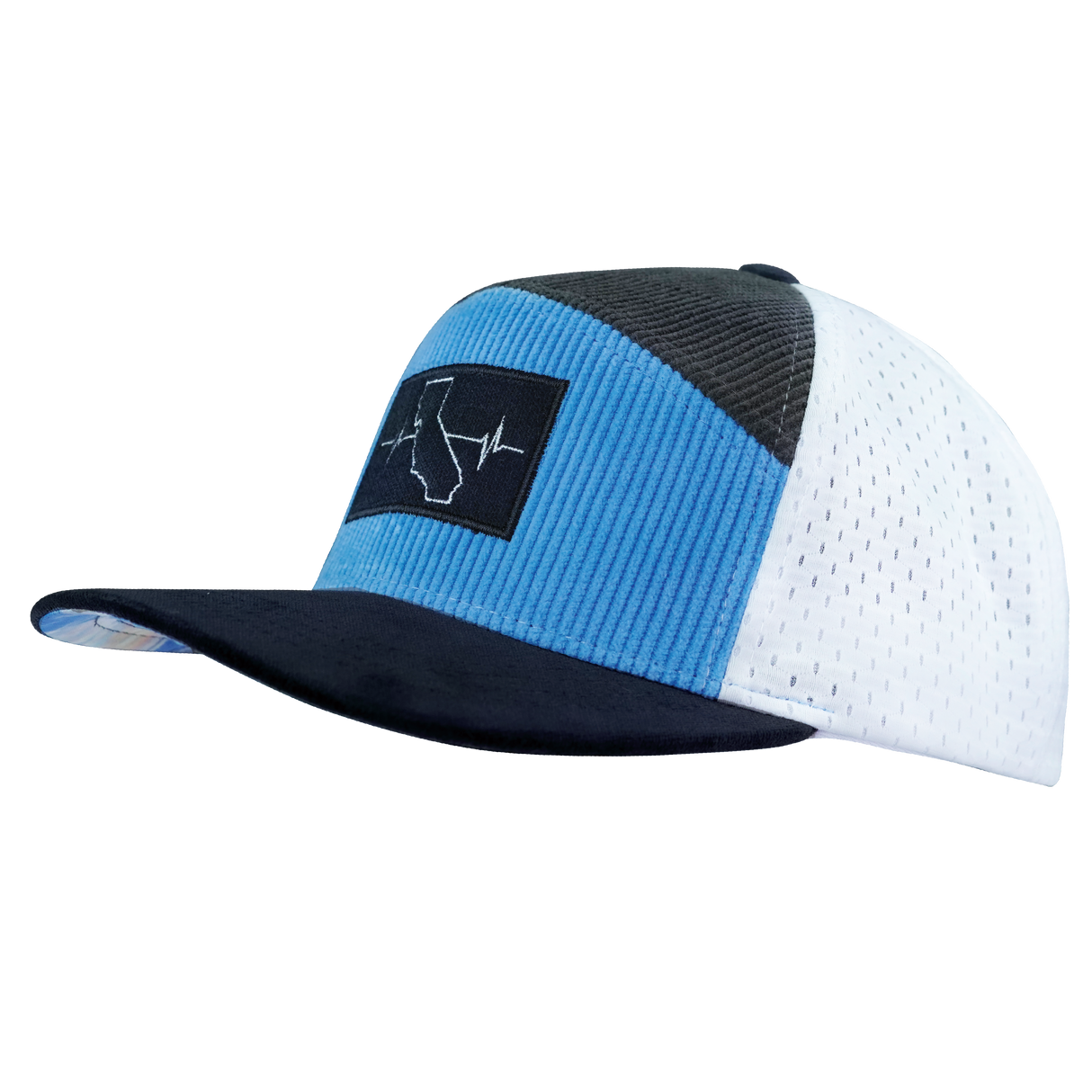 California - 7 Panel - Corduroy - Charcoal / Light Blue / White - Jersey Mesh (Unisex)