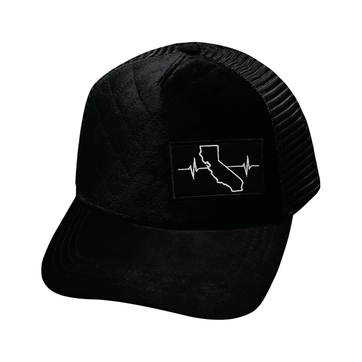 California - 5 Panel - Quilted - Black - Trucker Mesh (Unisex)