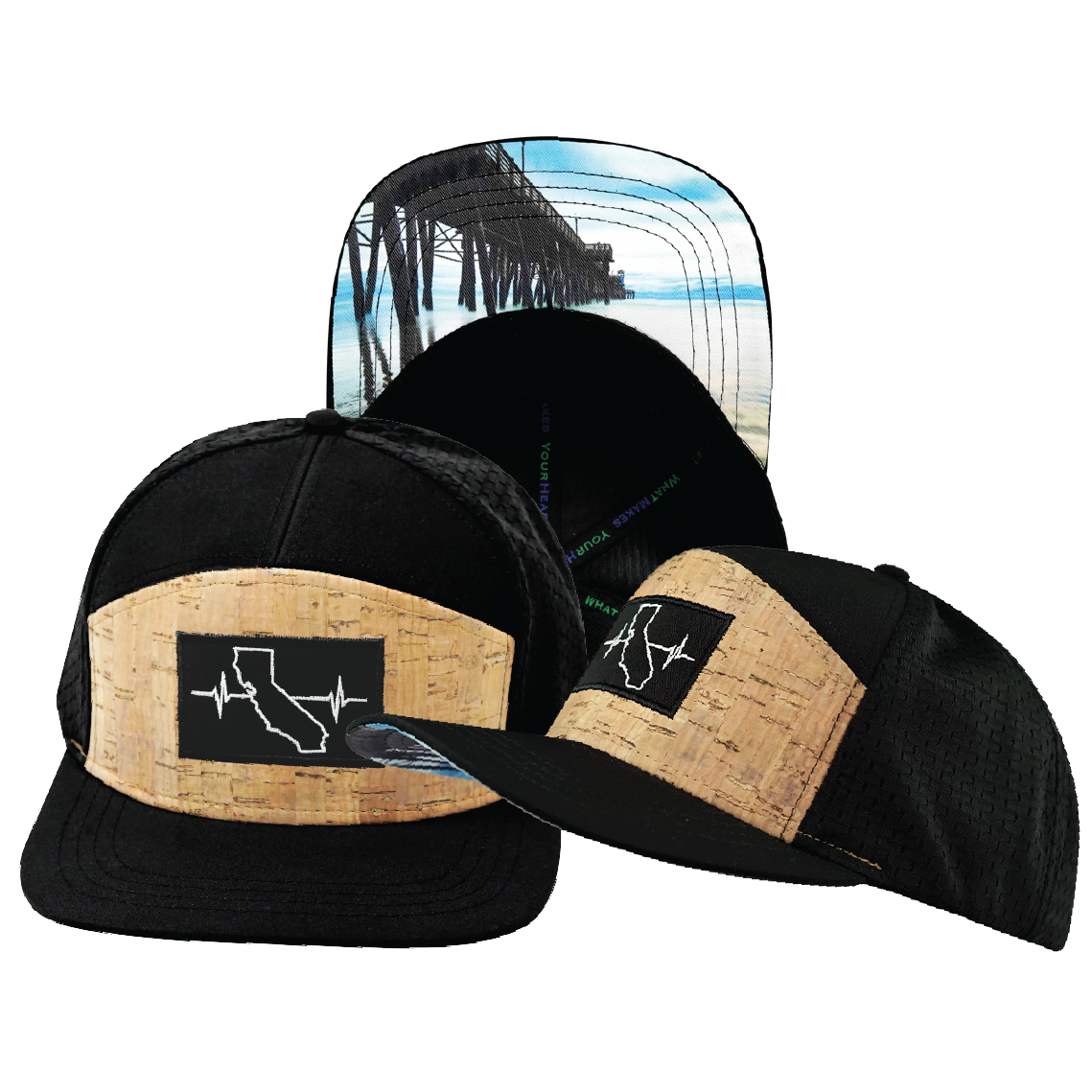 California - 7 Panel - Cork - Black - Jersey Mesh (Unisex)