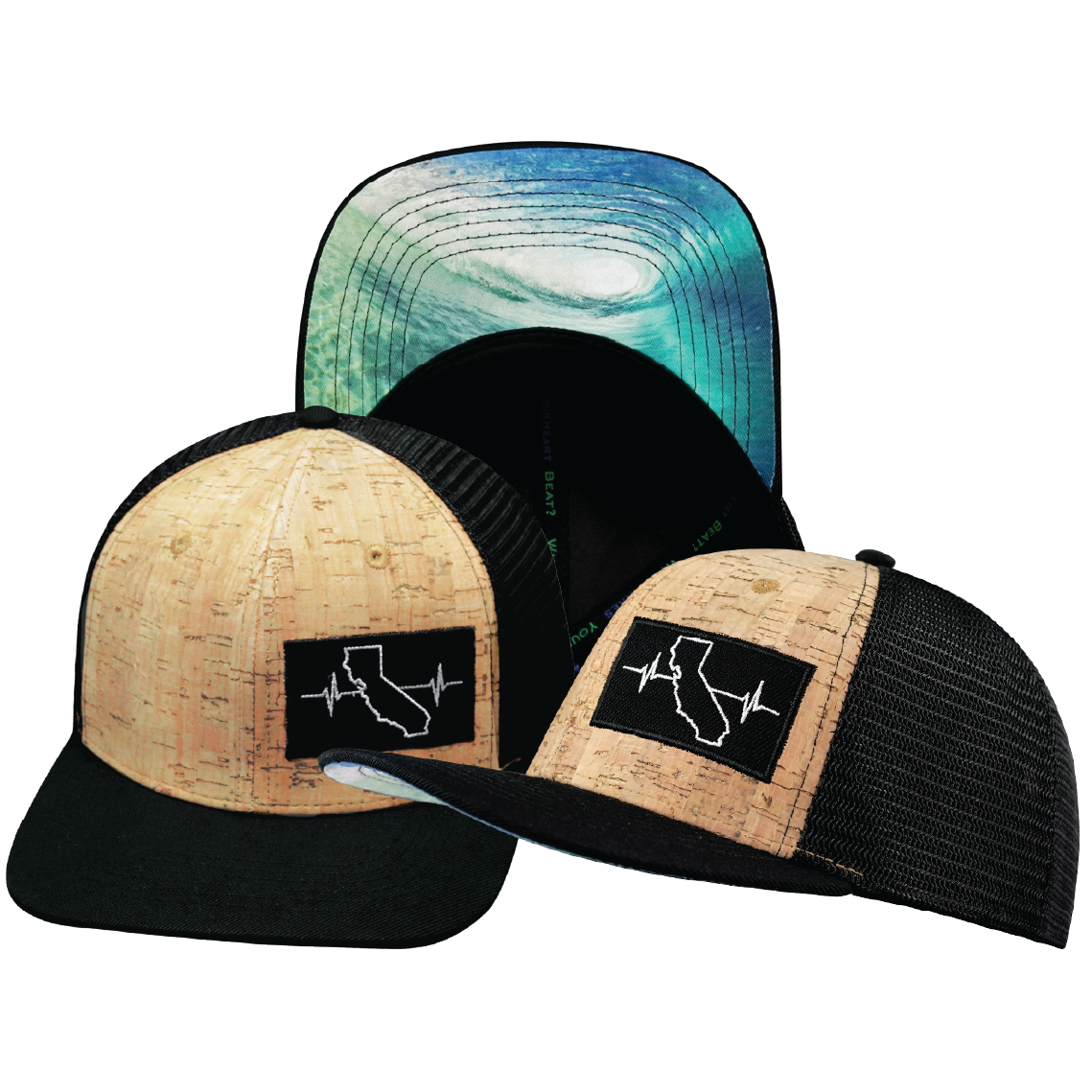 California - 6 Panel - Cork - Black - Trucker Mesh (Unisex)