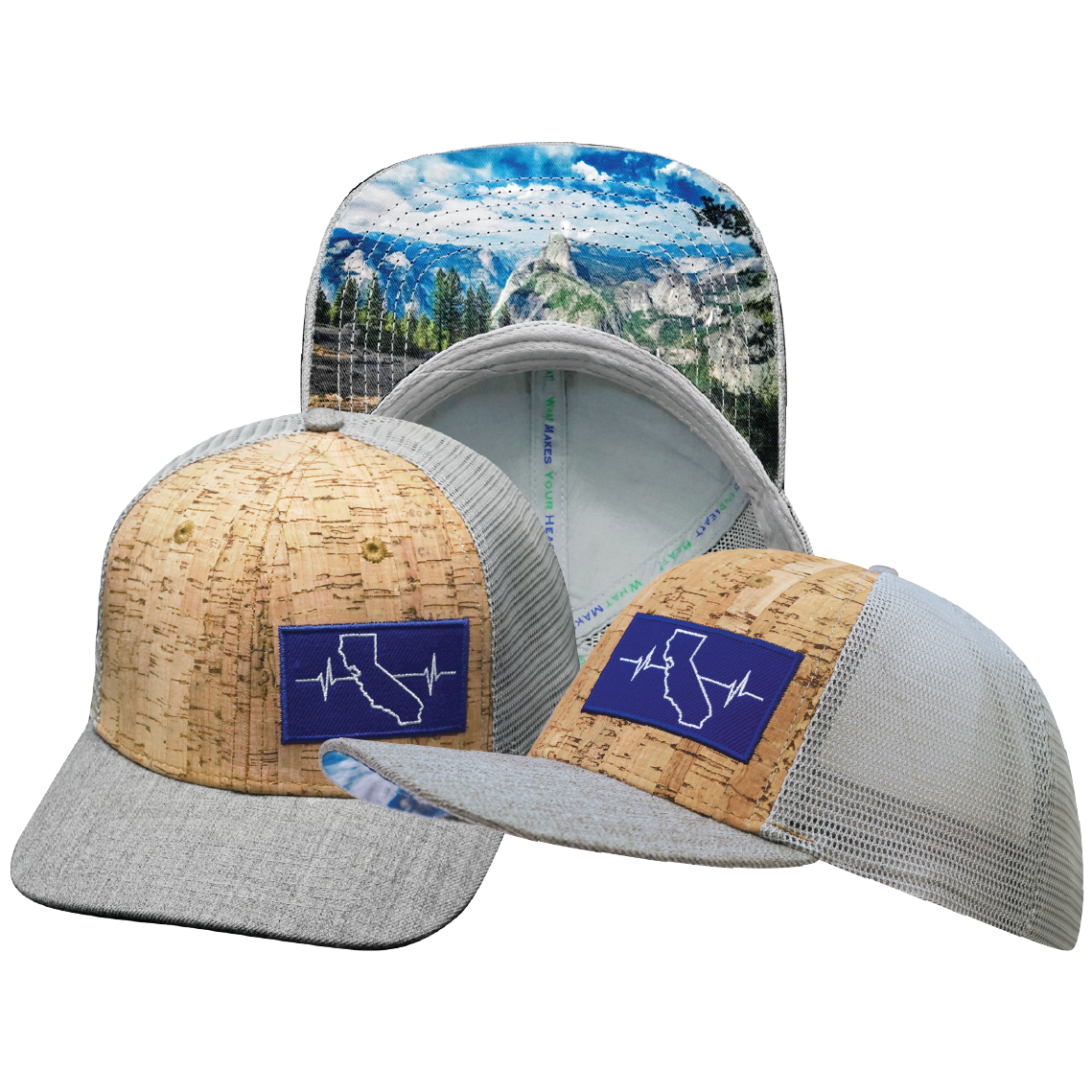 California - 6 Panel - Cork - Heather Gray / Gray - Trucker Mesh (Unisex)