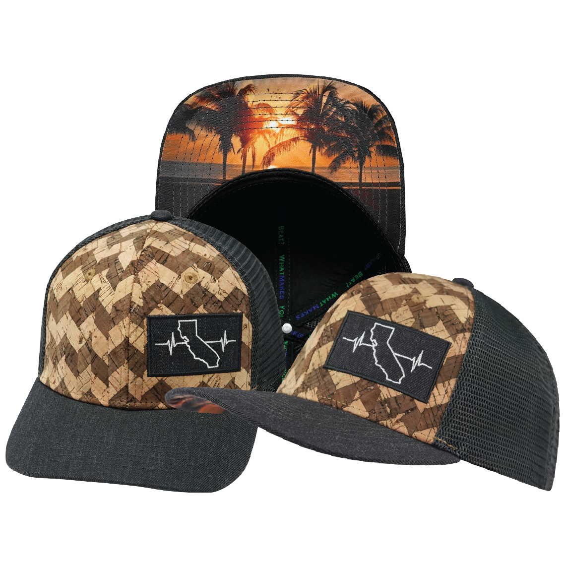 California - 6 Panel - Cork - Charcoal Gray - Trucker Mesh (Unisex)