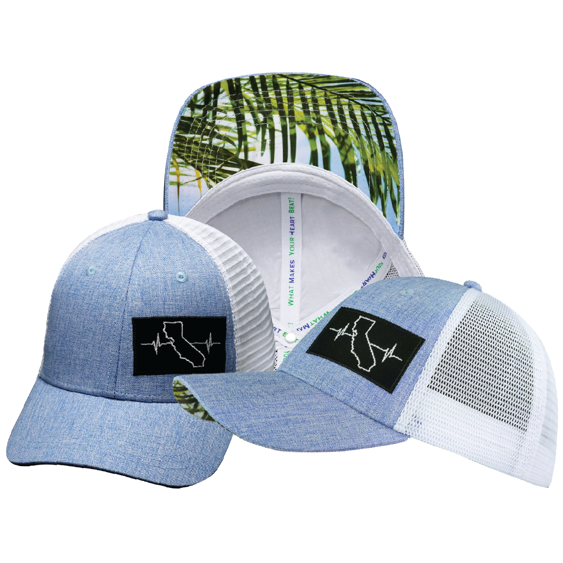 California - 6 Panel - Shallow Fit - Blue / White - Trucker Mesh (Unisex)