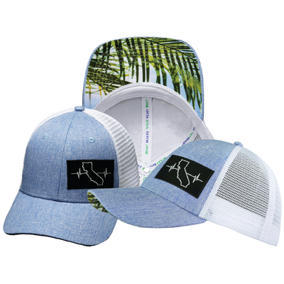 California - 6 Panel - Shallow Fit - Blue / White - Trucker Mesh (Unisex)