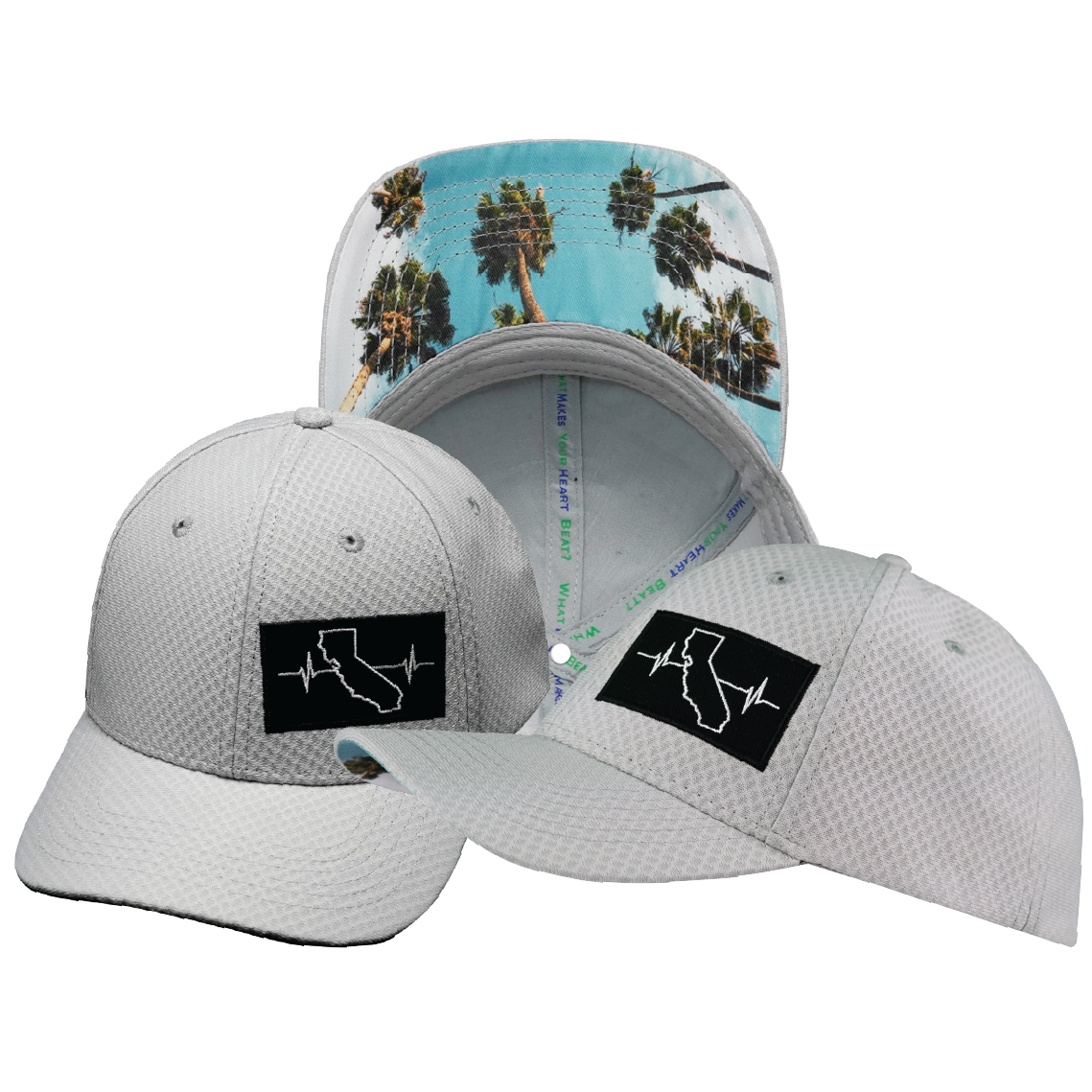 California - 6 Panel - AirMesh - Athletic Fit - Gray - Fabric Back (Unisex)