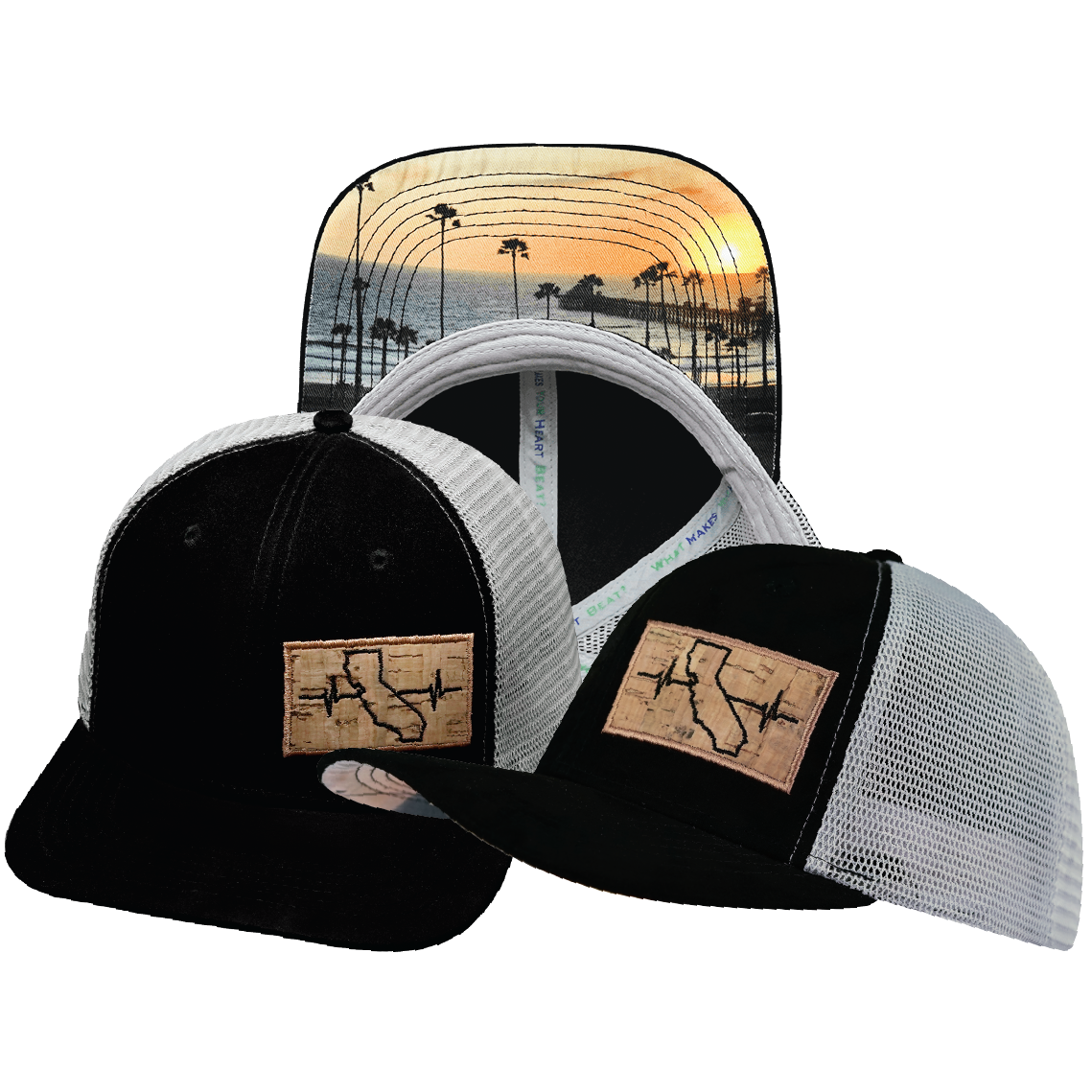 California - 6 Panel - Suede - Black / Gray - Trucker Mesh (Unisex)