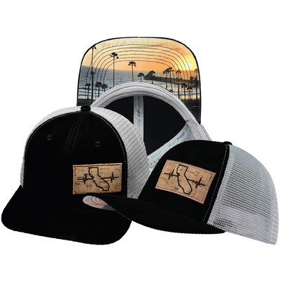 California - 6 Panel - Suede - Black / Gray - Trucker Mesh (Unisex)