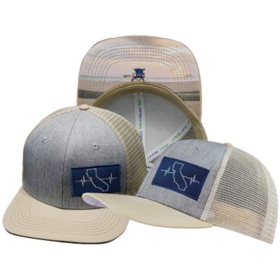 California - 6 Panel - Cream / Gray - Trucker Mesh (Unisex)