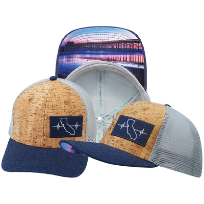 California - 6 Panel - Cork - Navy / Gray - Trucker Mesh (Unisex)