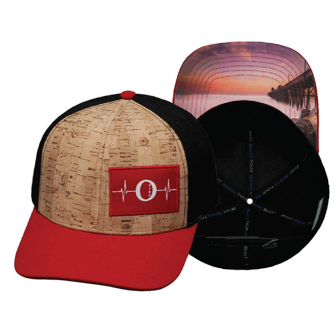 Oceanside "Oside" - 6 Panel - Cork - Red / Black - Fabric Back (Unisex)