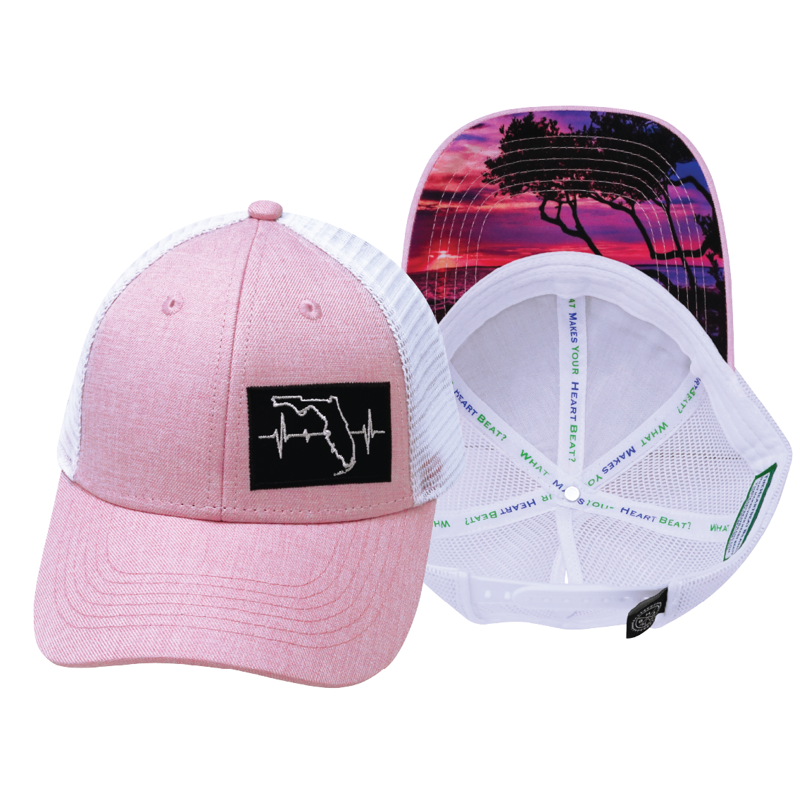 **YOUTH** Florida - 6 Panel - Shallow Fit - Pony Tail - Pink / White - Trucker Mesh (Unisex)