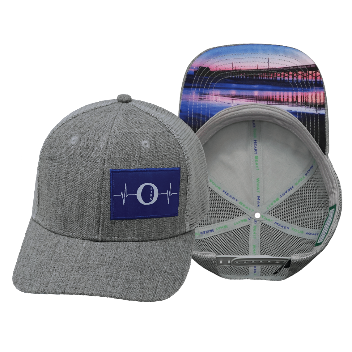 Oceanside "Oside" - 6 Panel - Heather Gray - Trucker Mesh (Unisex)