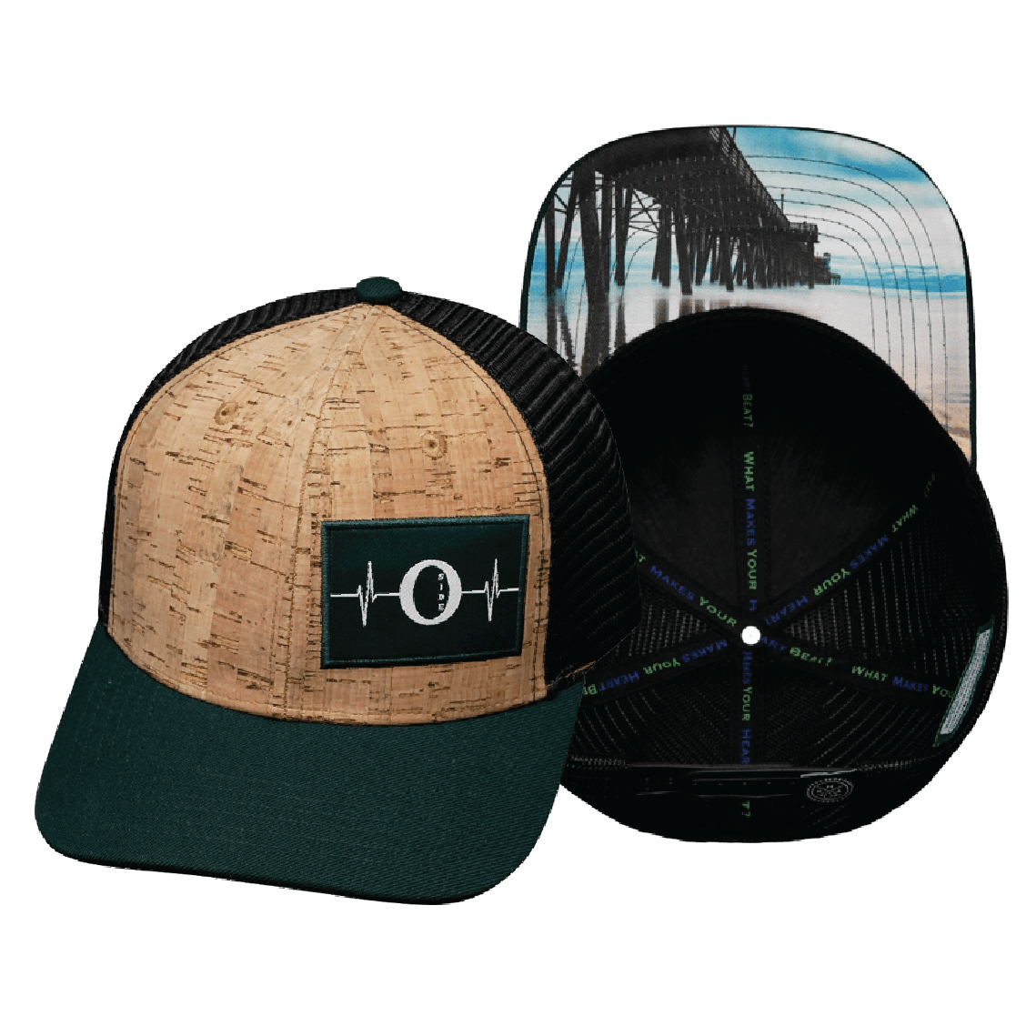 Oceanside "Oside" - 6 Panel - Cork - Green / Black - Trucker Mesh (Unisex)