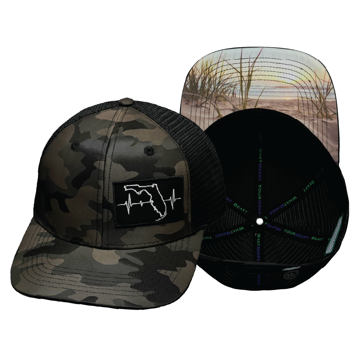 **YOUTH** Florida - 6 Panel - Tan Camo / Black - Trucker Mesh (Unisex)