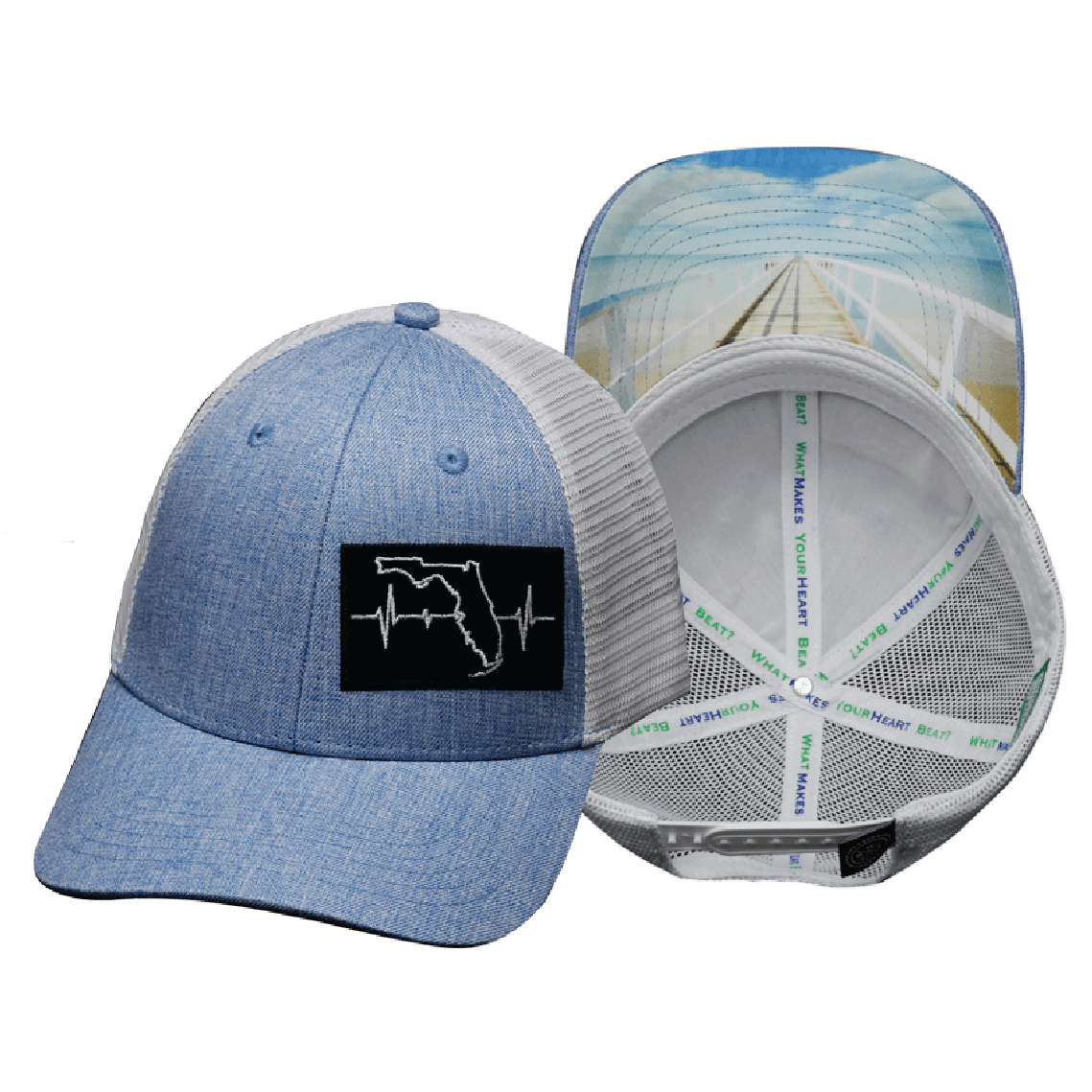 **YOUTH** Florida - 6 Panel - Shallow Fit - Light Blue / White - Trucker Mesh (Unisex)