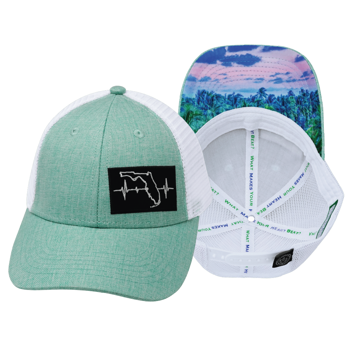 **YOUTH** Florida - 6 Panel - Shallow Fit - Teal / White - Trucker Mesh (Unisex)