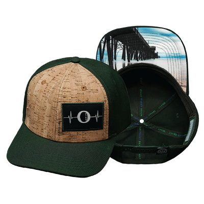 Oceanside "Oside" - 6 Panel - Cork - Green / Black - Fabric Back (Unisex)