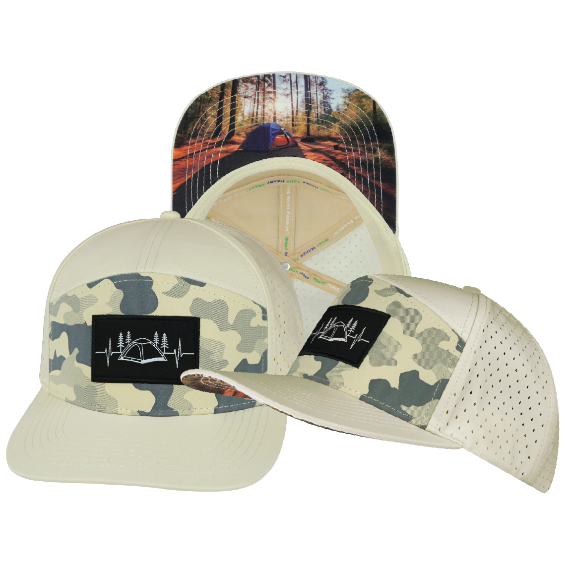 Camping - 7 Panel - Cream / Cream Camo - Laser Mesh (Unisex)