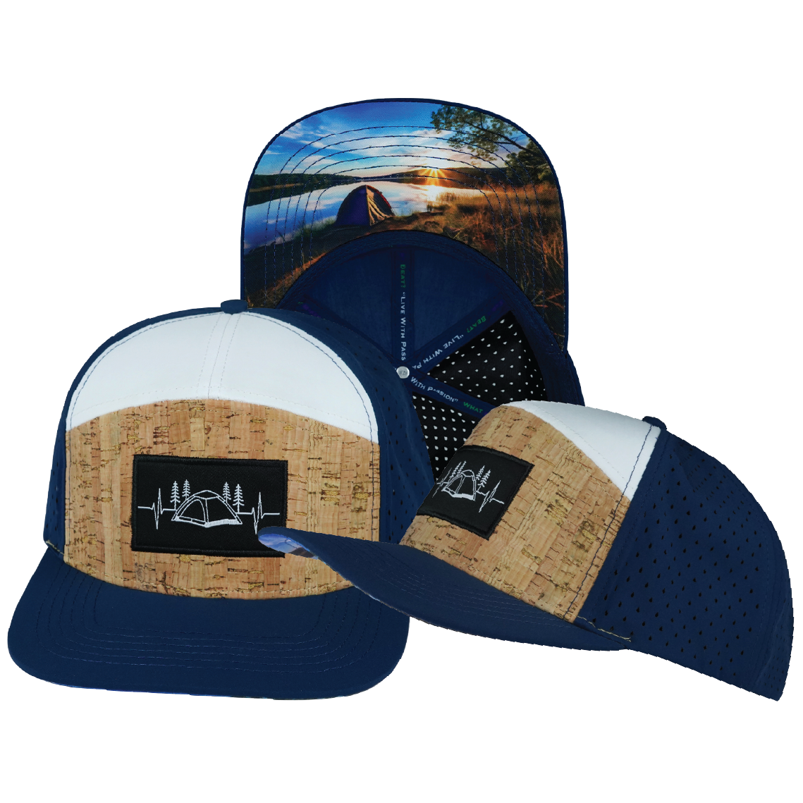 Camping - 7 Panel - Cork - Navy / White - Laser Mesh (Unisex)