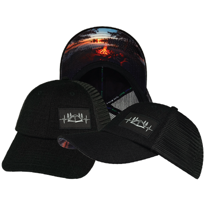 Camping - 6 Panel - Shallow Fit - Unstructured - Black Hemp / Black - Soft Trucker Mesh (Unisex)