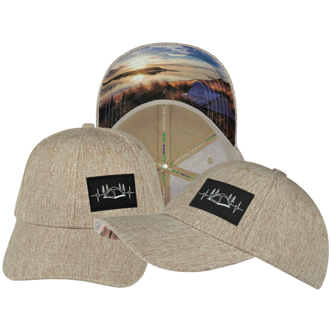 Camping - 6 Panel - Shallow Fit - Tan Hemp - Fabric Back (Unisex)