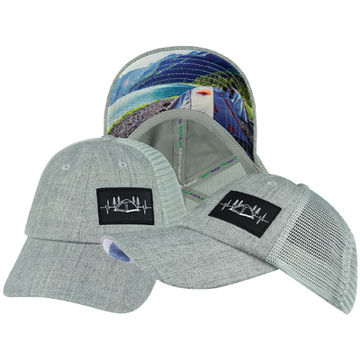 Camping - 6 Panel - Shallow Fit - Unstructured - Heather Gray / Gray - Soft Trucker Mesh (Unisex)