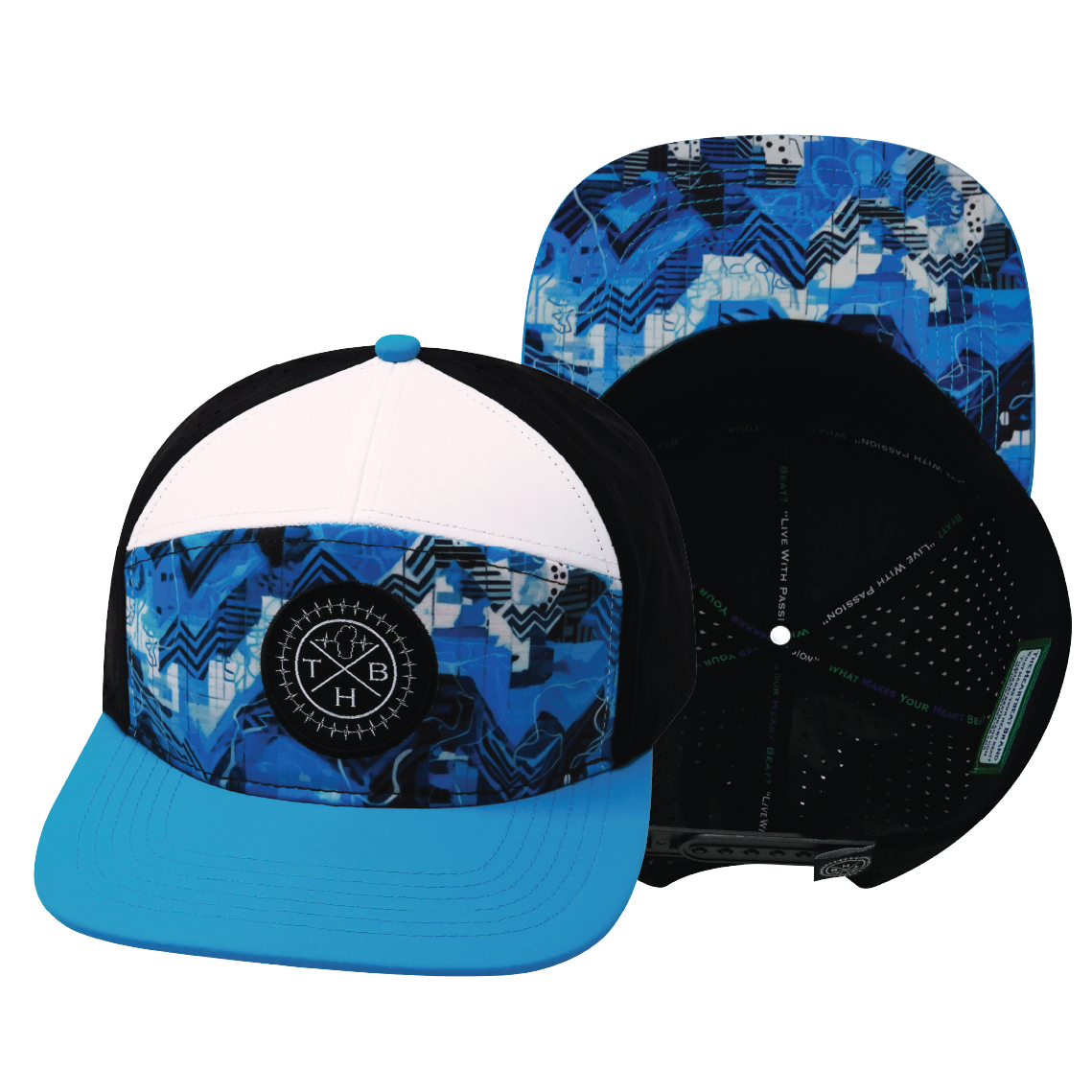 **YOUTH** THB - 7 Panel - Blue Shock - Neon Blue / White / Black - Laser Mesh (Unisex)