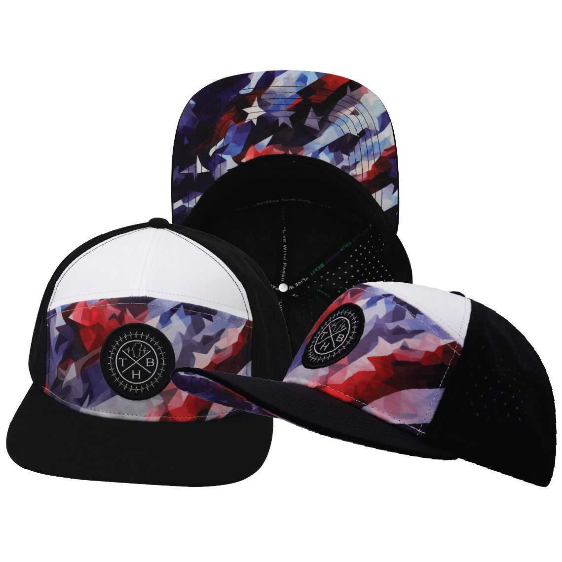 THB - 7 Panel - Geo Flag - Black / White - Laser Mesh (Unisex)