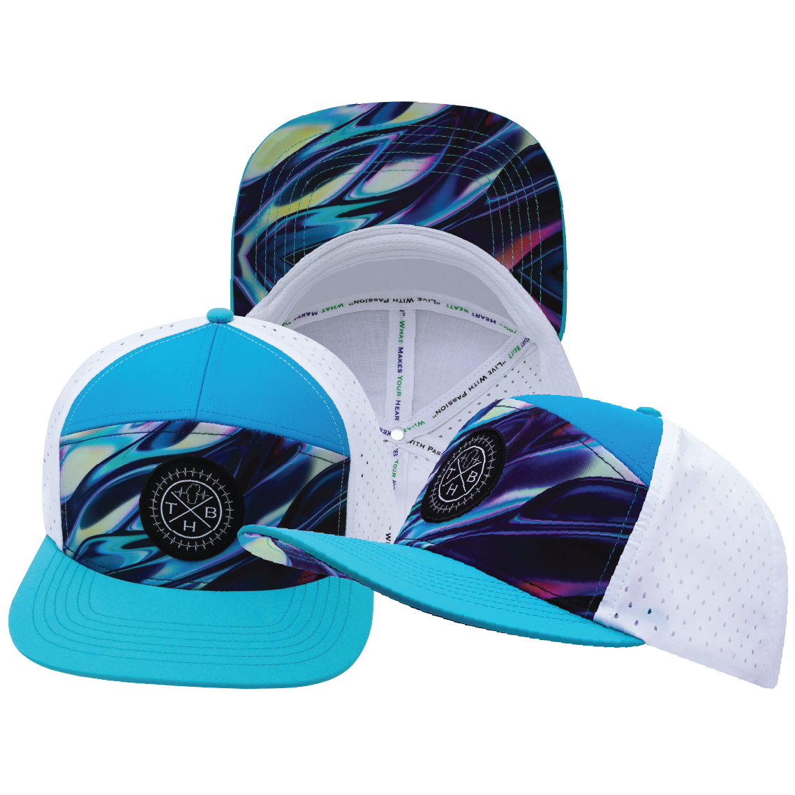 THB - 7 Panel - Molten Dream - Neon Green Blue / Neon Blue / White - Laser Mesh (Unisex)