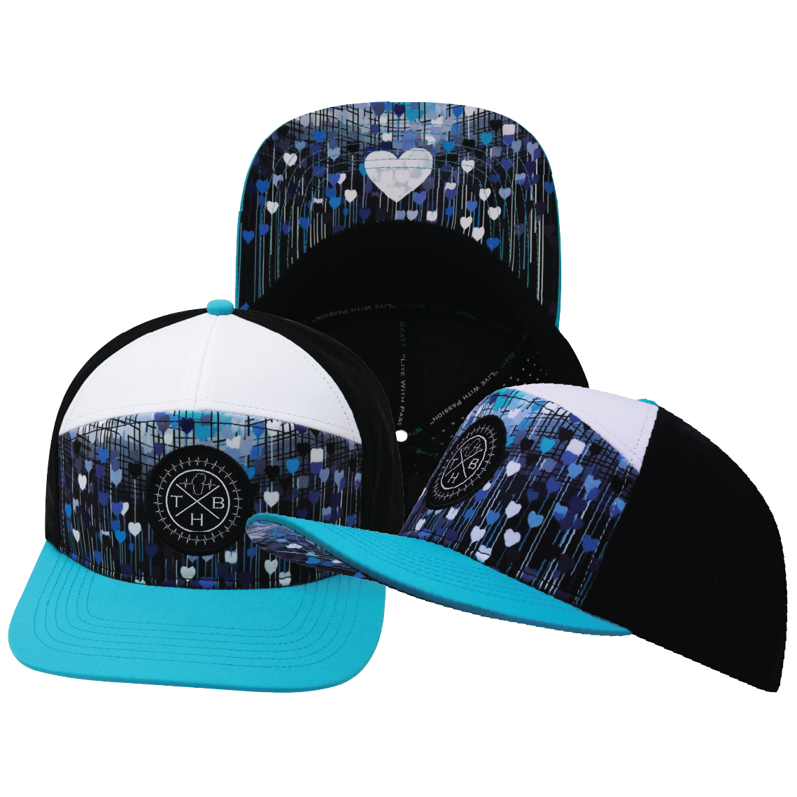 **YOUTH** THB - 7 Panel - Love Rising - Neon Green Blue / White / Black - Laser Mesh (Unisex)