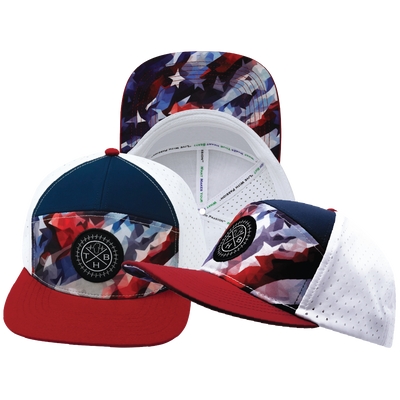 THB - 7 Panel - Geo Flag - Dark Red / Navy / White - Laser Mesh (Unisex)