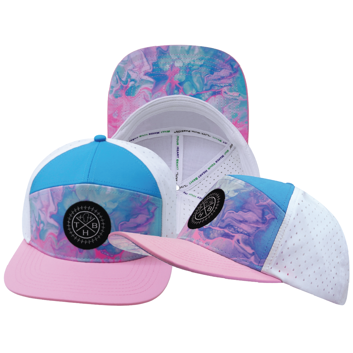 **YOUTH** THB - 7 Panel - Cotton Candy - Pink / Neon Blue / White - Laser Mesh (Unisex)