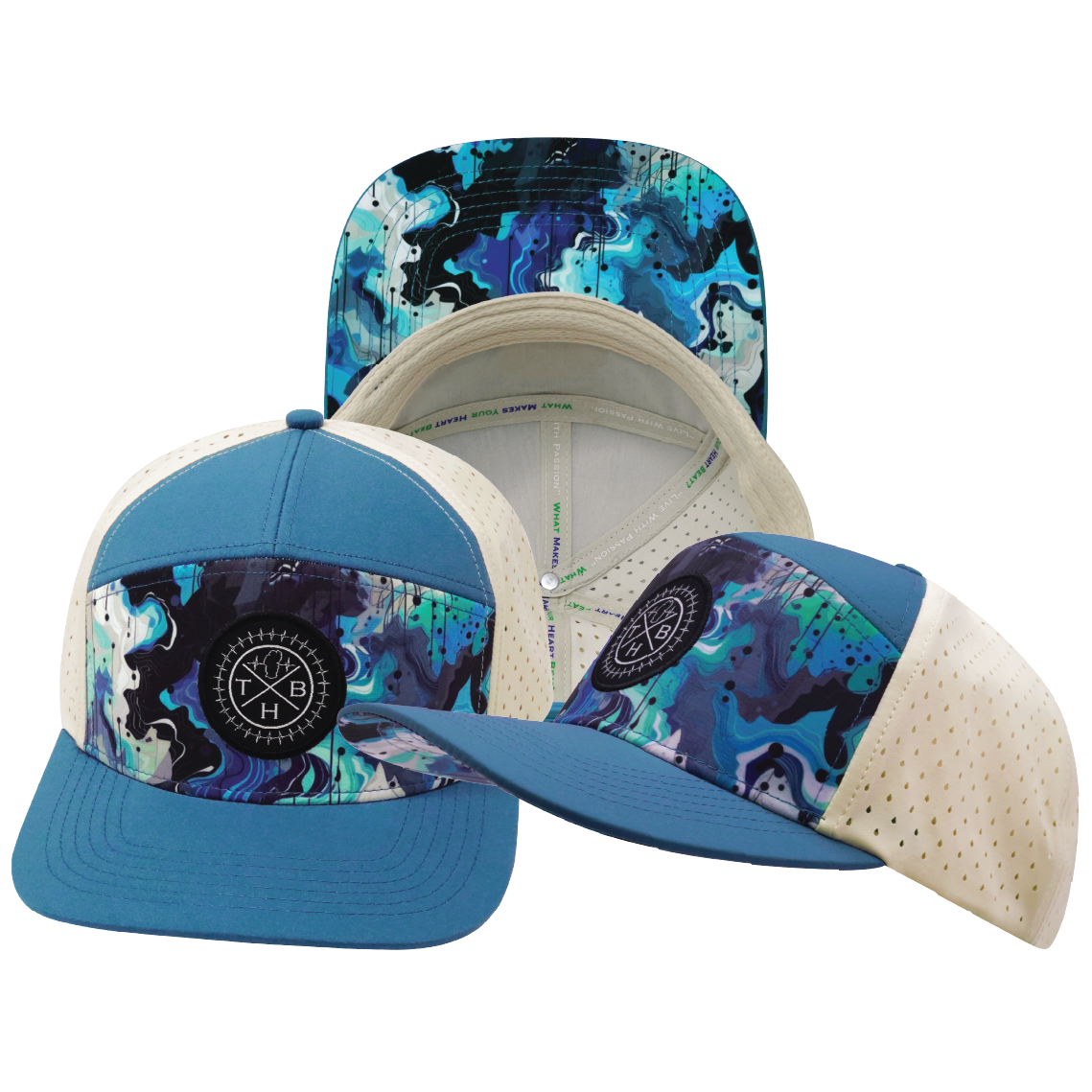 **YOUTH** THB - 7 Panel - Blue Dream - Slate Blue / Cream - Laser Mesh (Unisex)